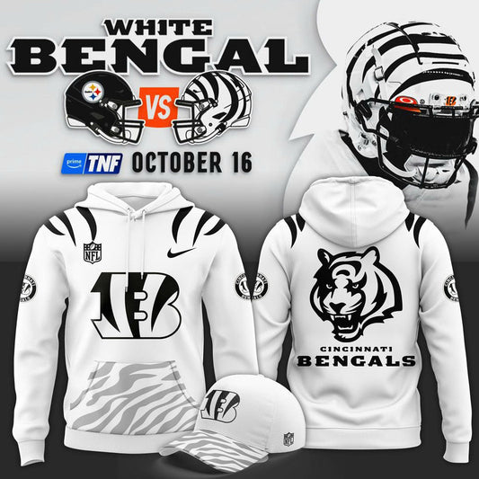 Cincinnati Bengals White New 2025 Hoodie