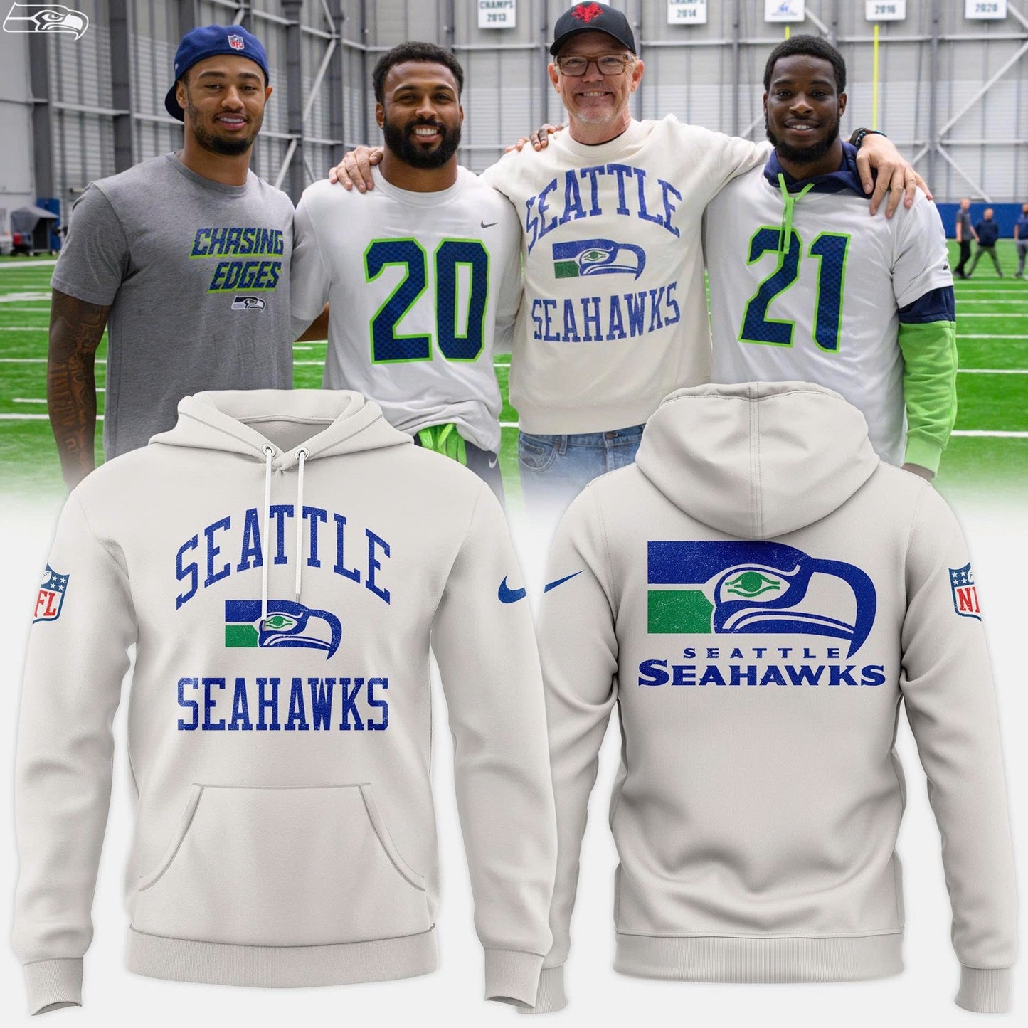 Seattle Seahawks Starter White Team Logo Hoodie V2