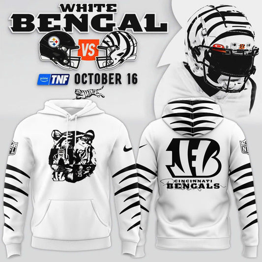 Cincinnati Bengals White New 2025 Hoodie