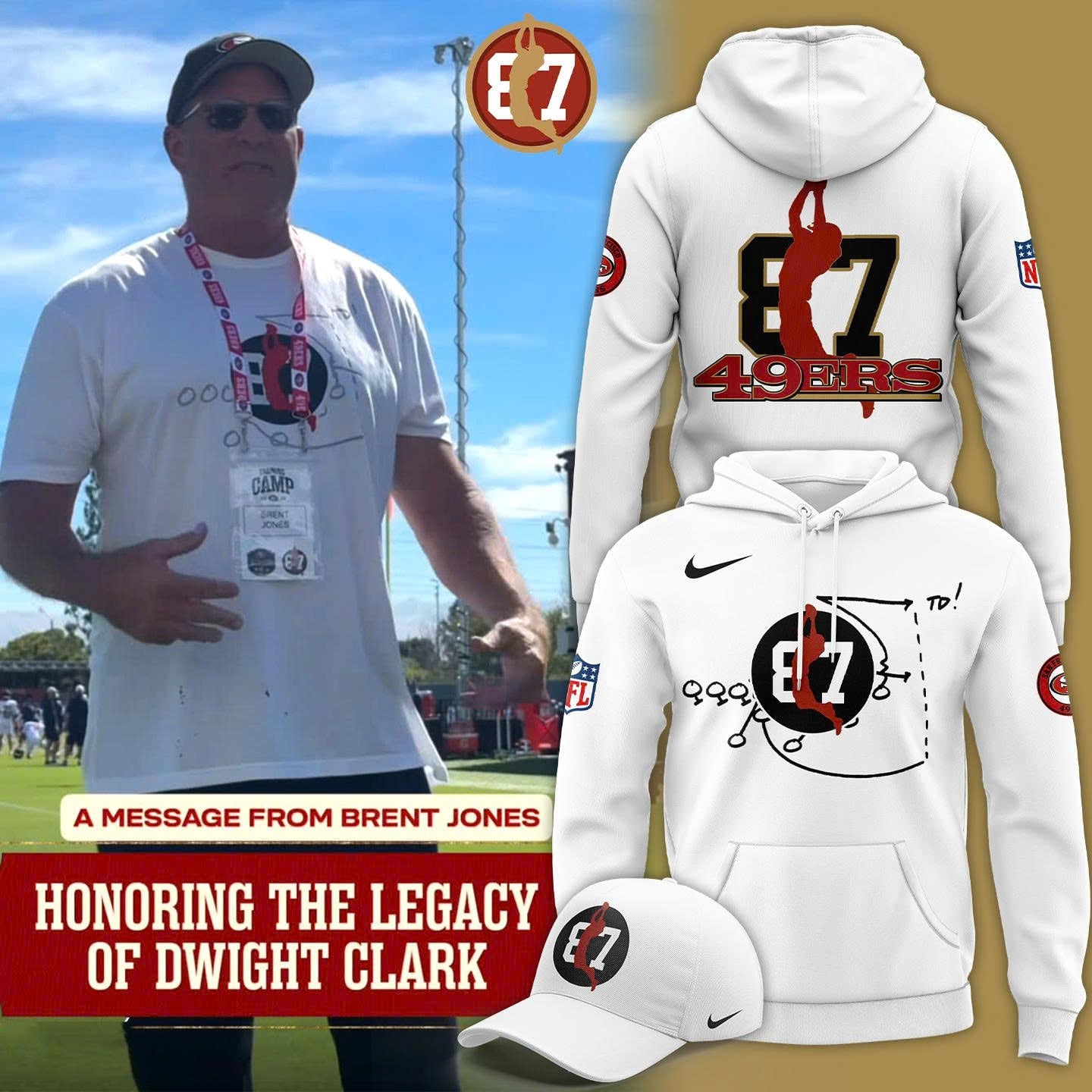 Brent Jones San Francisco 49ers"HONORING THE LEGACY OF DWIGHT CLARK" Hoodie 2025