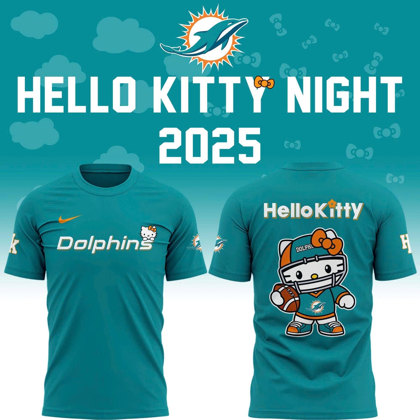 Special New Dolphins x Hello Kitty Tshirt 2025