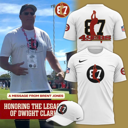 Brent Jones San Francisco 49ers 87 "HONORING THE LEGACY OF DWIGHT CLARK" T-Shirt 2025