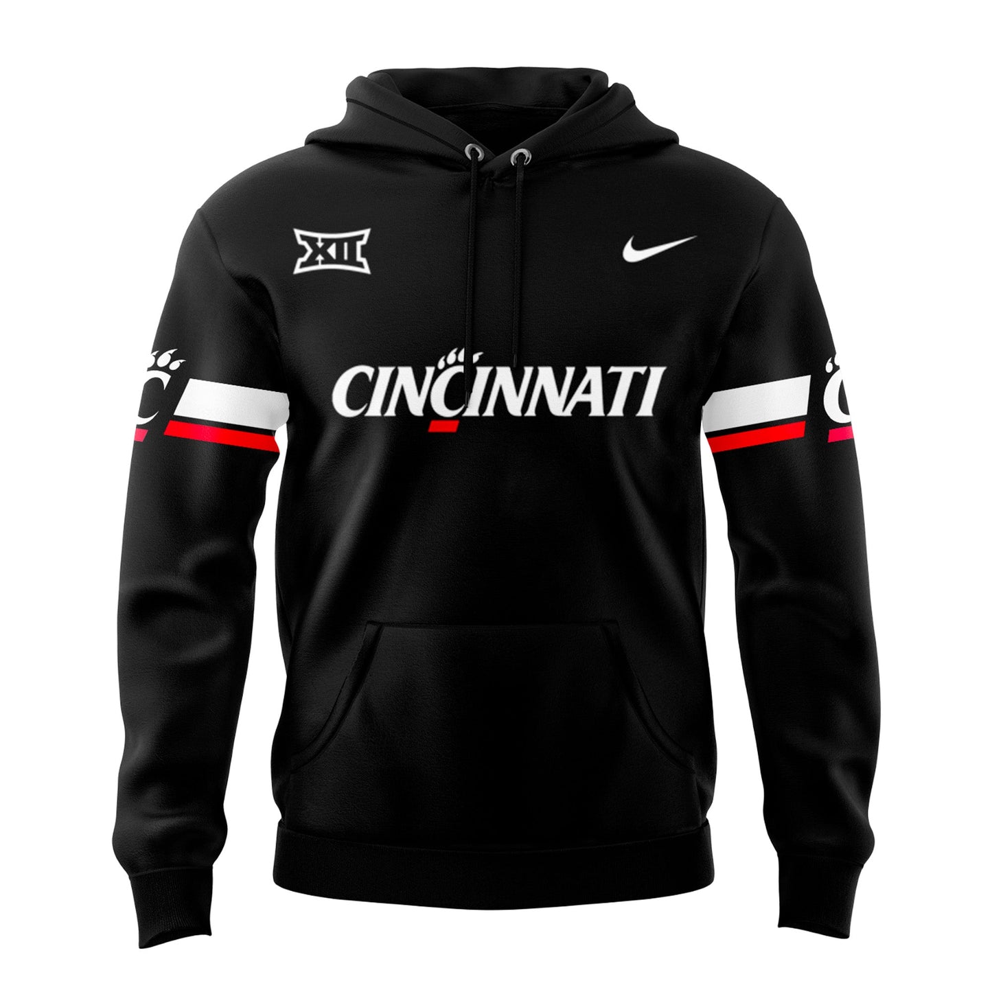Cincinnati Football Big 12 Black Pullover Hoodie 2025