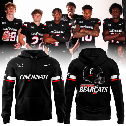 Cincinnati Football Big 12 Black Pullover Hoodie 2025
