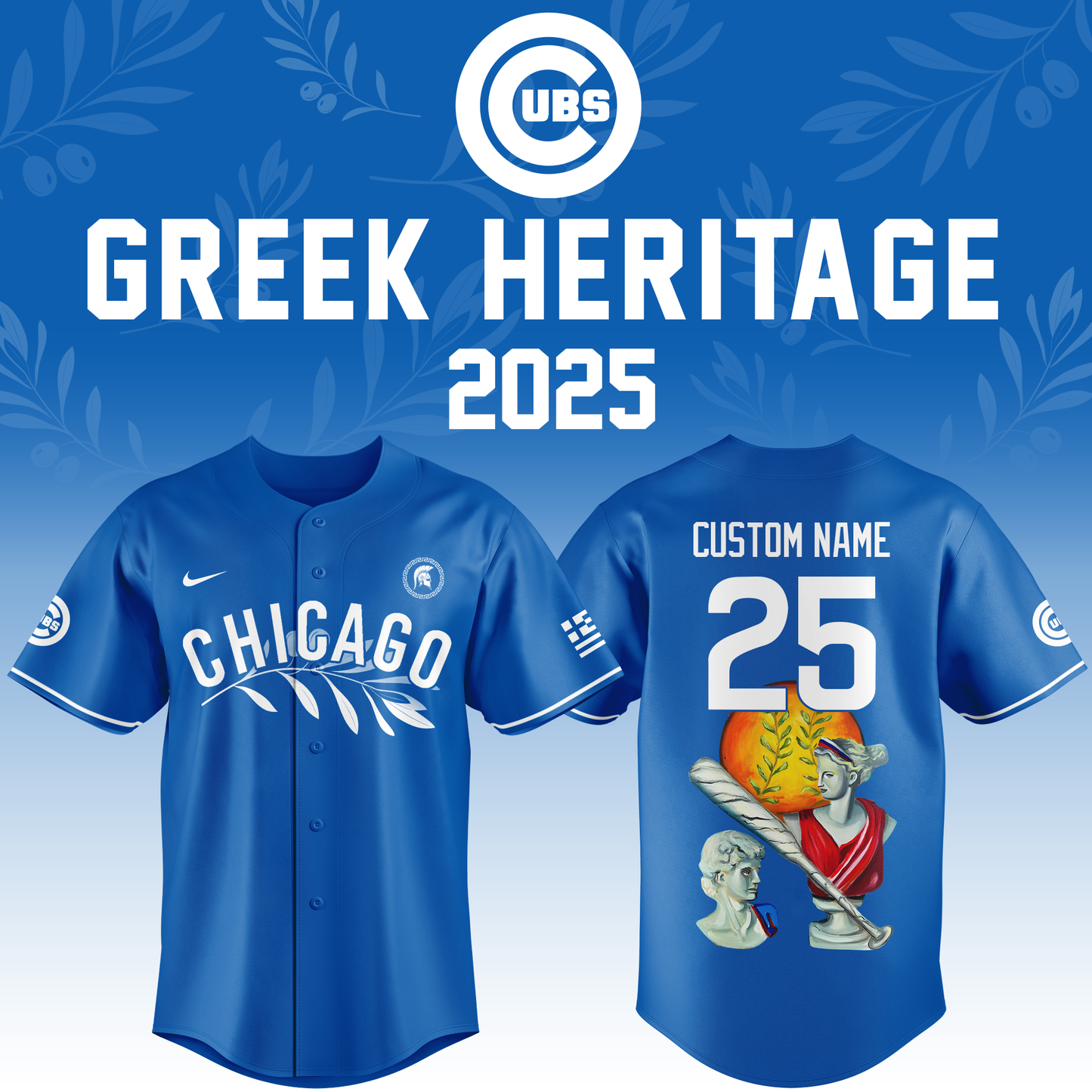 Chicago Cubs x Greek Heritage Jersey 2025 (custom name and number)