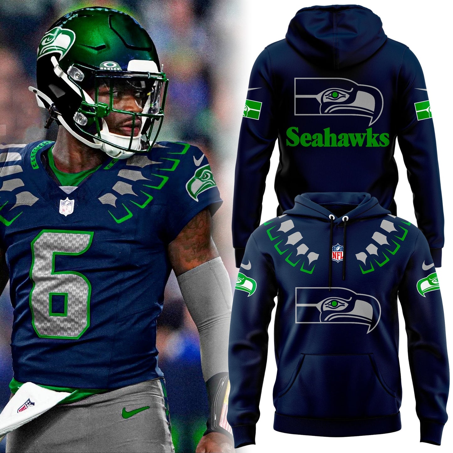 Seattle Seahawks 2025 The Graphic God Hoodie v2
