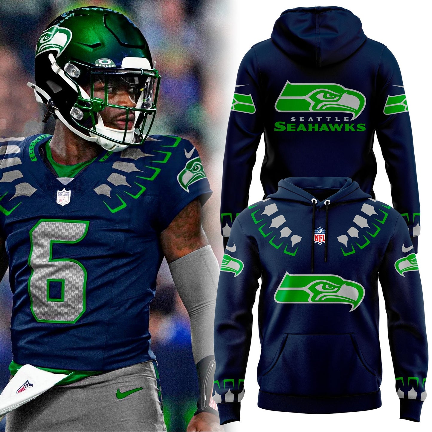 Seattle Seahawks 2025 The Graphic God Hoodie v1