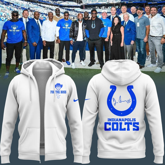 Limited Edition Indianapolis Colts “For the Boss” White ZipHoodie