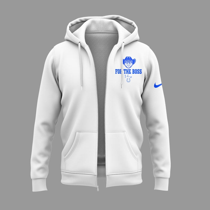 Limited Edition Indianapolis Colts “For the Boss” White ZipHoodie