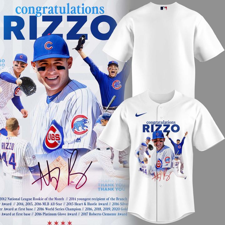 1e Chicago Cubs Legend Anthony Rizzo Jersey Thank You Rizz
