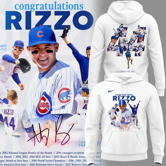 3c Chicago Cubs Legend Anthony Rizzo - Always And Forever White Hoodie