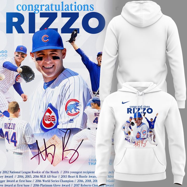 3d Chicago Cubs Legend Anthony Rizzo - Always And Forever White Hoodie