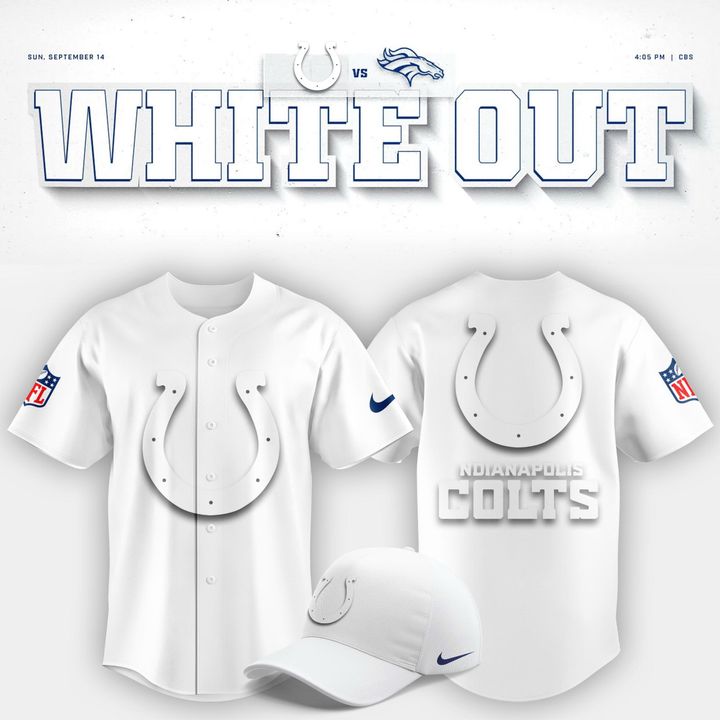 Indianapolis Colts "White Out" Baseball Jersey V1