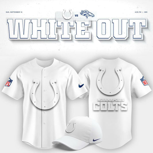 Indianapolis Colts "White Out" Baseball Jersey V1
