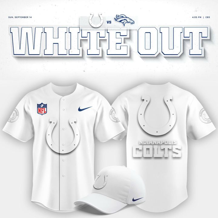 Indianapolis Colts "White Out" Baseball Jersey V2