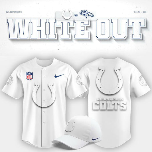 Indianapolis Colts "White Out" Baseball Jersey V2