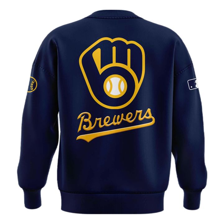 Special New October Ready 2025 MLB Postseason Brewers Uniform Navy Sweatshirt