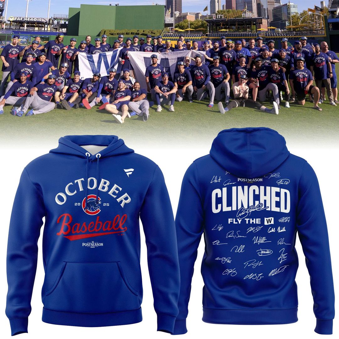 2025 Clinched "Fly The W" Chicago Cubs Hoodie