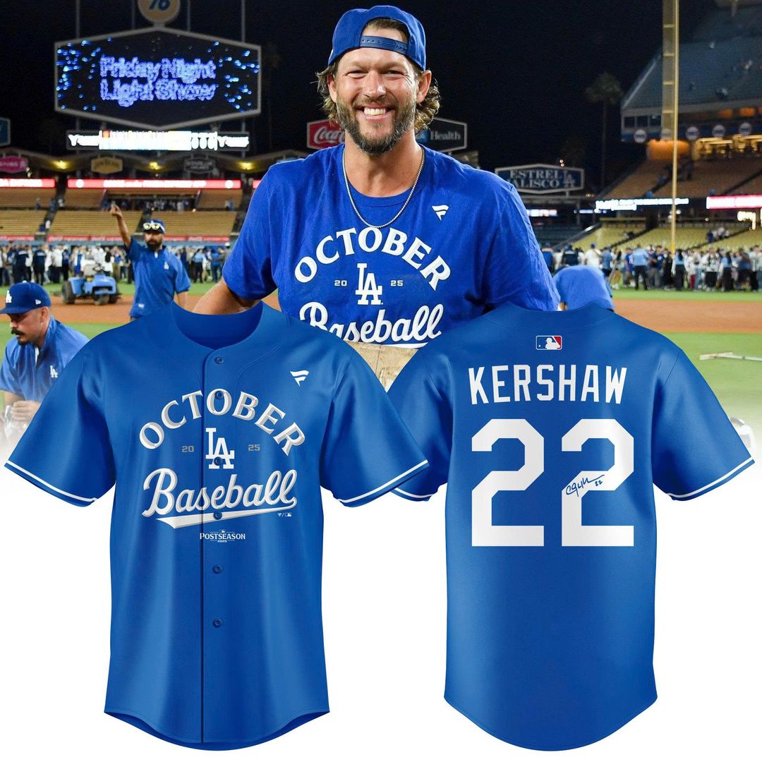 Special New October Clinched 22 Clayton Kershaw Final Regular Season Jersey