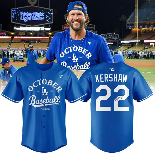 Special New October Clinched 22 Clayton Kershaw Final Regular Season Jersey
