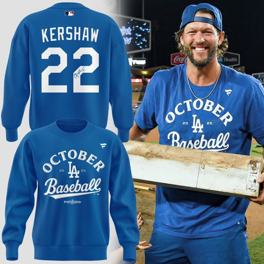 2025 limited edition sweatshirt of the Los Angeles Dodgers for Clayton Kershaw fans.