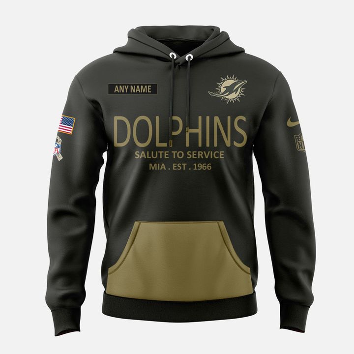 Miami Dolphins Salute to Service Sideline 2025 Hoodie Custom NAME