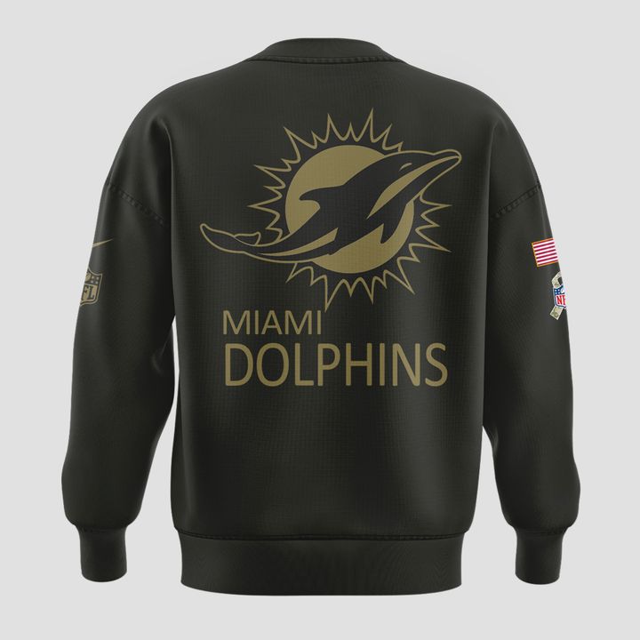 Miami Dolphins Salute to Service Sideline 2025 Sweatshirt Custom Name