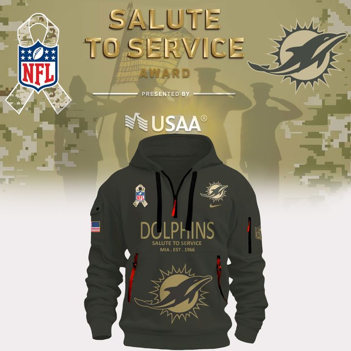 Miami Dolphins Salute to Service Sideline 2025 new Hoodie