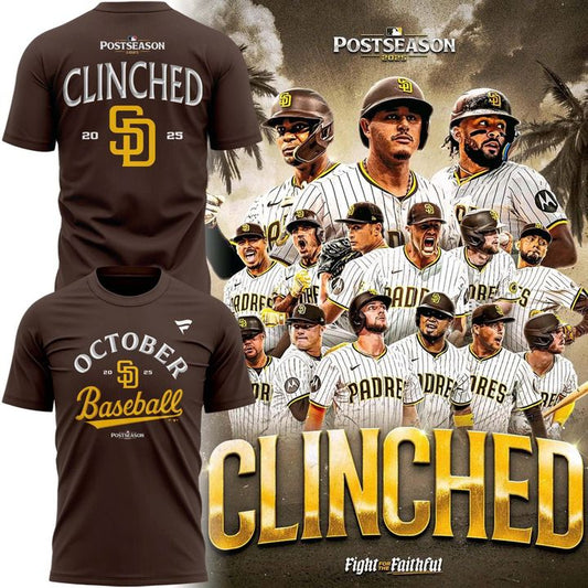 Special New October Baseball Clinched Fight for the Faithful Post Season 2025 T-Shirt