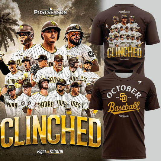 Special New October Baseball Clinched Fight for the Faithful Post Season 2025 T-Shirt