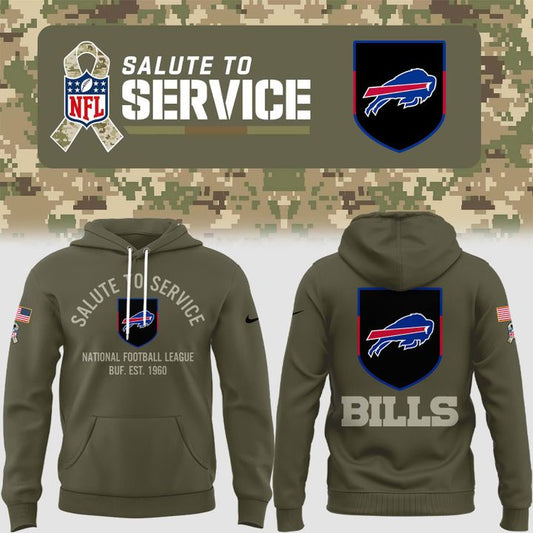 Special New 2025 Salute To Service Buffalo Bills Wordmark Hoodie
