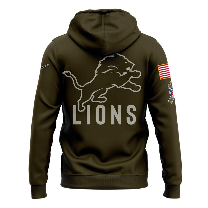 Men's Detroit Lions Nike Olive 2025 Salute to Service Sideline Standard Issue Hoodie V3