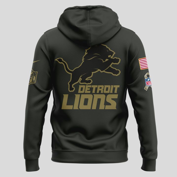 Detroit Lions Salute to Service Sideline 2025 Hoodie Custom NAME