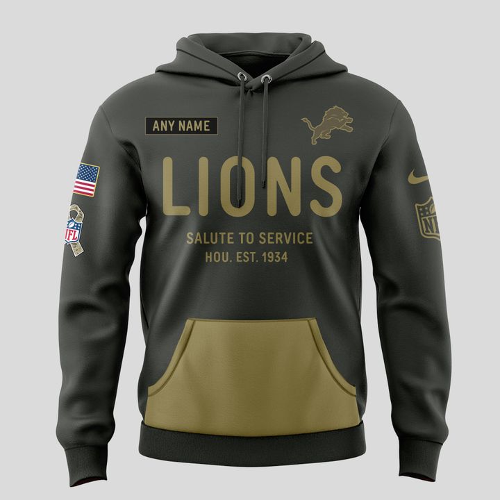 Detroit Lions Salute to Service Sideline 2025 Hoodie Custom NAME