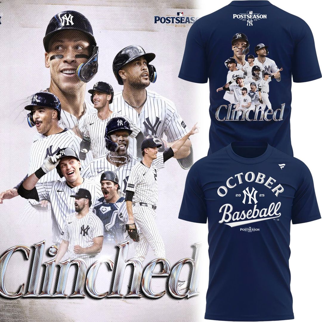 Special New October Baseball Clinched Post Season 2025 Navy T-Shirt