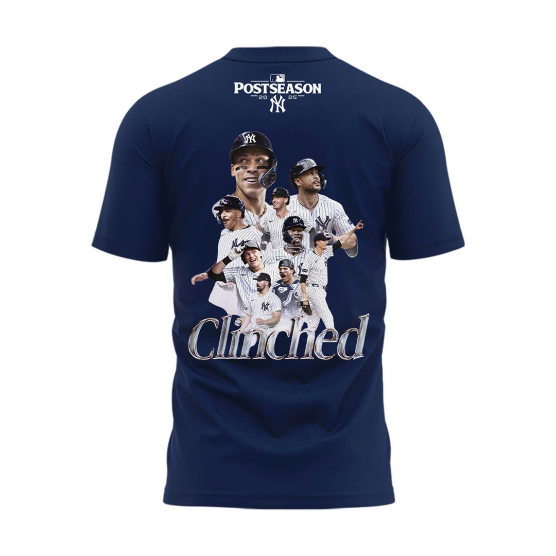Special New October Baseball Clinched Post Season 2025 Navy T-Shirt