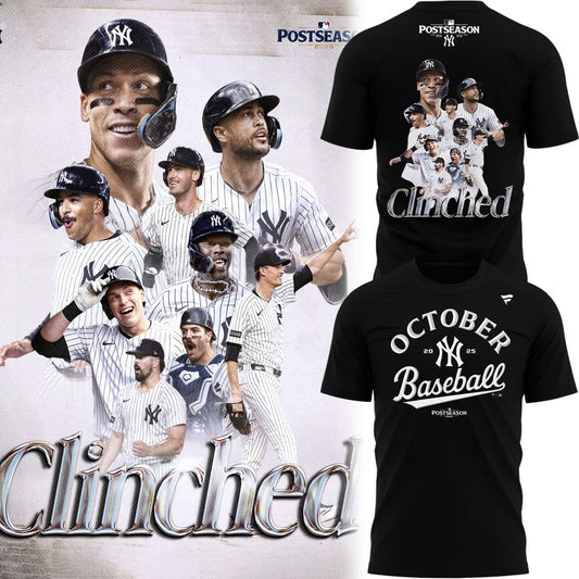 Special New October Baseball Clinched Post Season 2025 Black T-Shirt