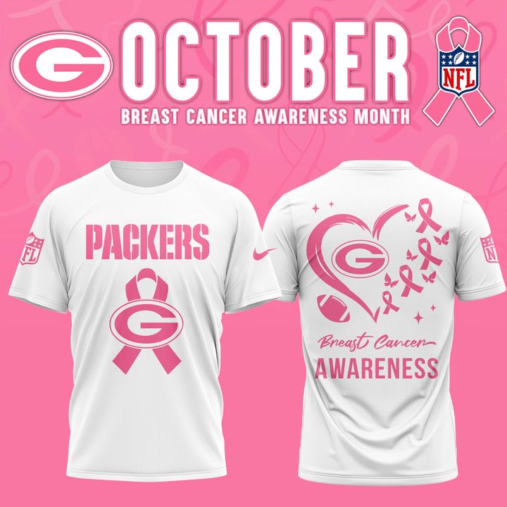 Green Bay Packers '' OCTOBER BREAST CANCER AWARENESS MONTH '' T-Shirt 2025