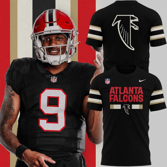 1966-1969 Atlanta Falcons Throwbacks Helmet Logo Black T-Shirt