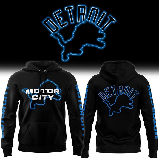 Black Detroit Lions Motor City Pullover Hoodie