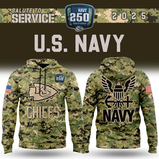 Kansas City Chiefs 2025 NFL Salute to Service Army 250 Limited Edition Hoodie