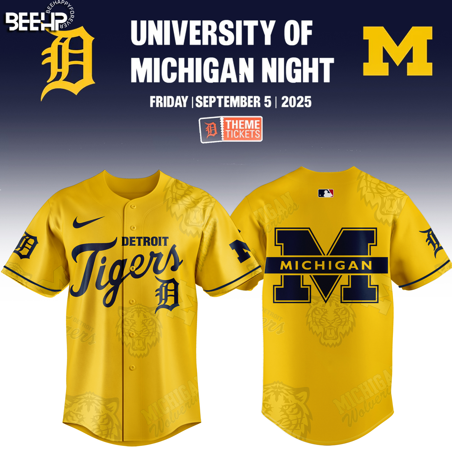 Detroit Tigers x Michigan Wolverines Night Game Limited Edition Jersey 2025