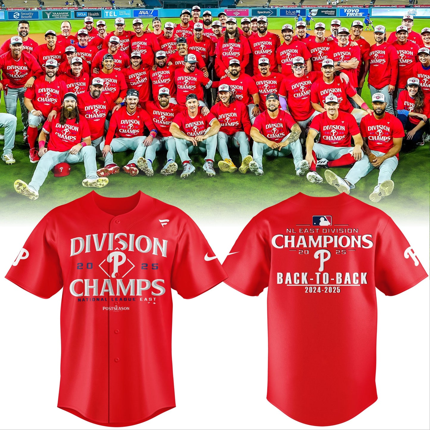 Philadelphia Phillies BACK-TO-BACK NL EAST CHAMPIONS Baseball Jersey