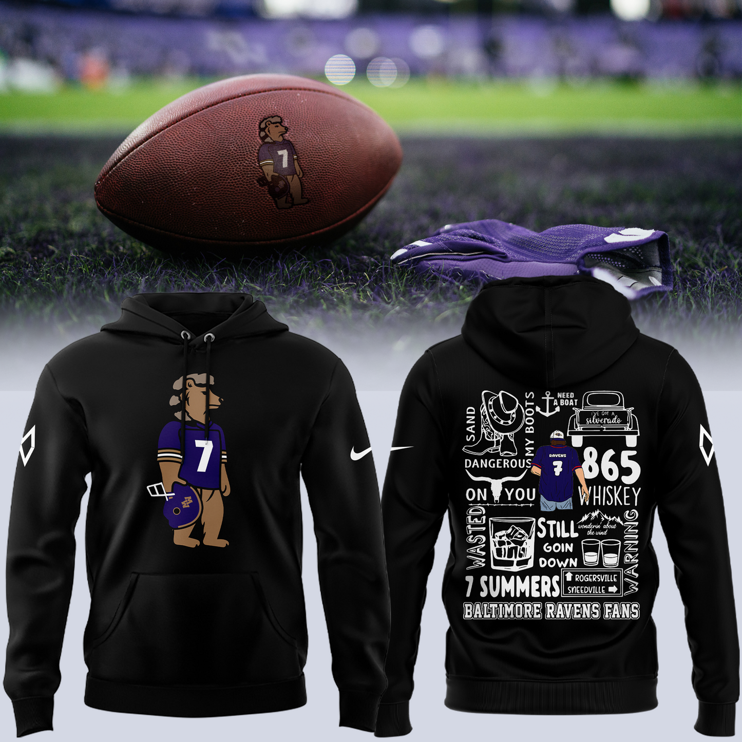 Limited Edition Baltimore Ravens x Morgan Wallen Black Hoodie