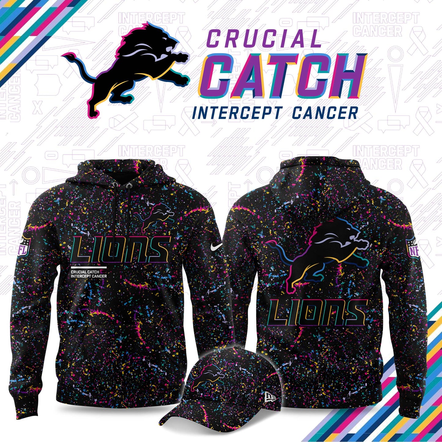 Limited Edition D Lions 2025 NFL Crucial Catch Hoodie