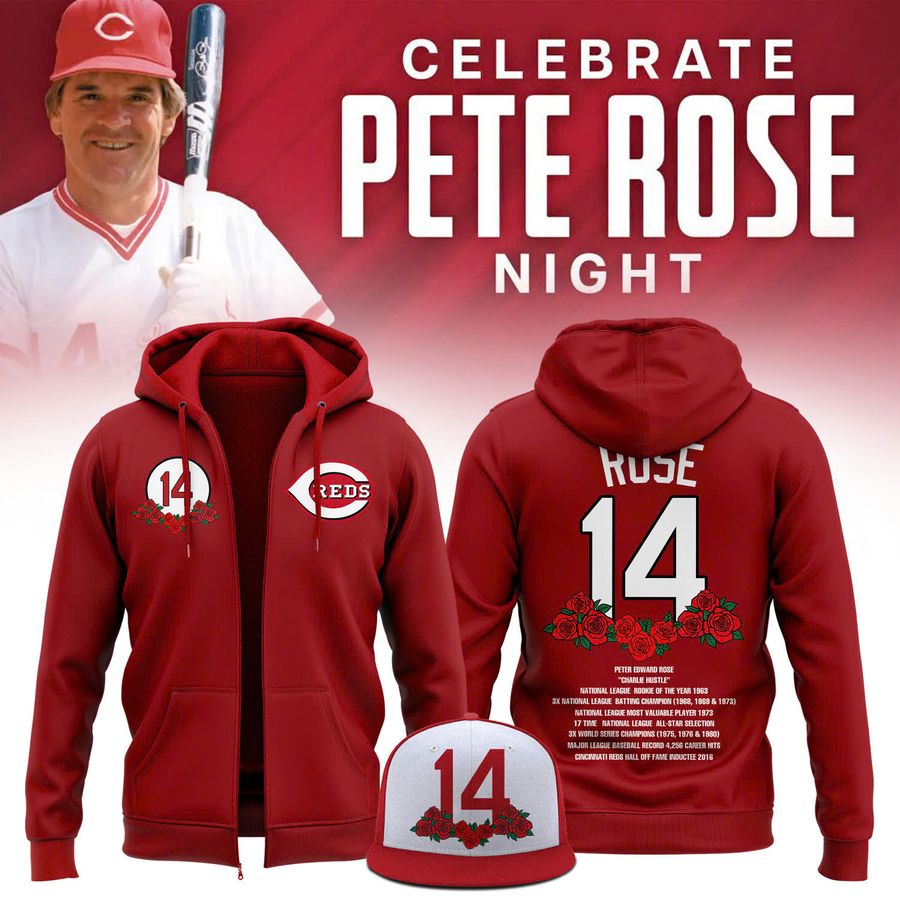 Cincinnati Reds 2025 Pete Rose Day Zip Hoodie