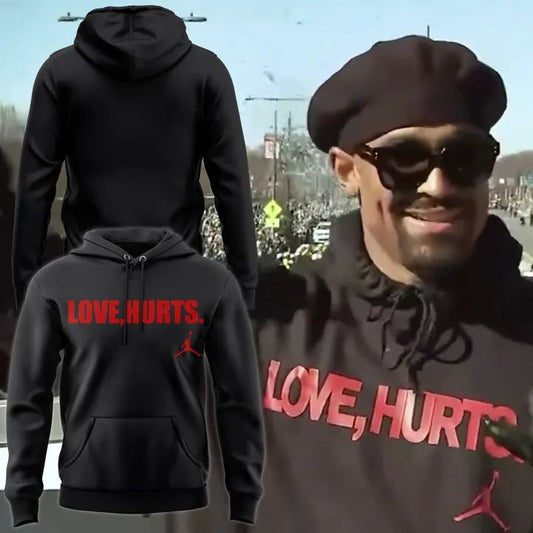 Jalen Hurts with the 'Love, Hurts' Hoodie Limited Edition