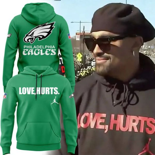 Limited Edition Jalen Hurts with the 'Love, Hurts' Hoodie Green