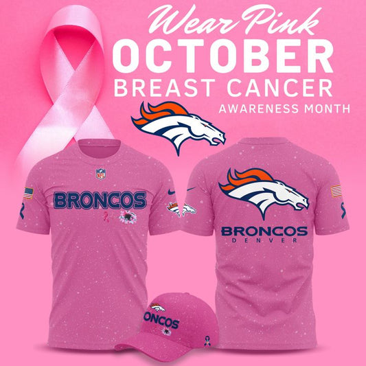 Limited Edition Denver Broncos Breast Cancer Awareness Pink Tshirt 2025