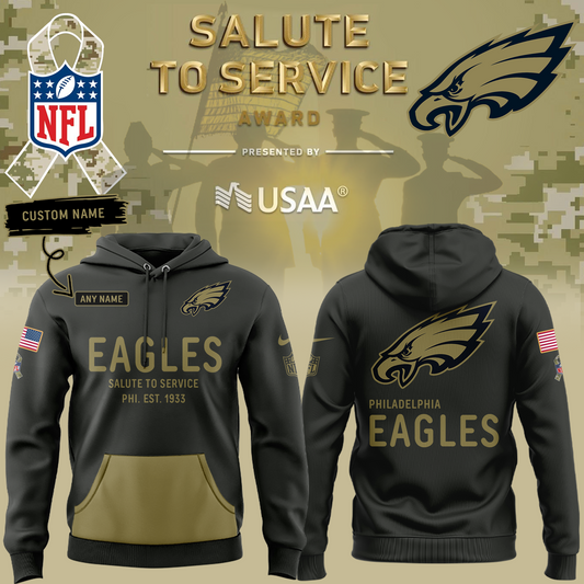 Philadelphia Eagles Salute to Service Sideline 2025 Hoodie Custom NAME